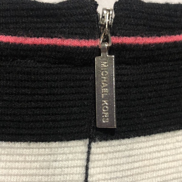 Michael Kors peplum sleeveless top red pink black stripe zip back Small - Picture 6 of 10